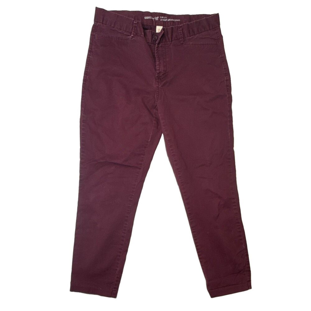 GAP Khakis Slim City Women’s Burgundy/ purple Chino Pants Tapered Leg size 4